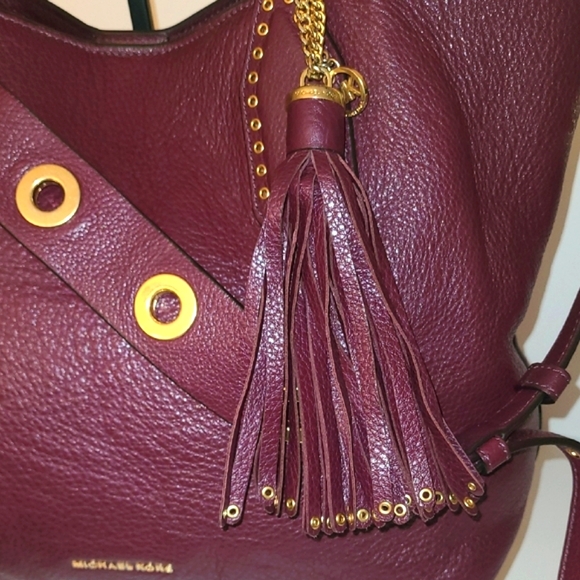 Michael Kors Brooklyn Burgundy Leather Satchel - Picture 6 of 15